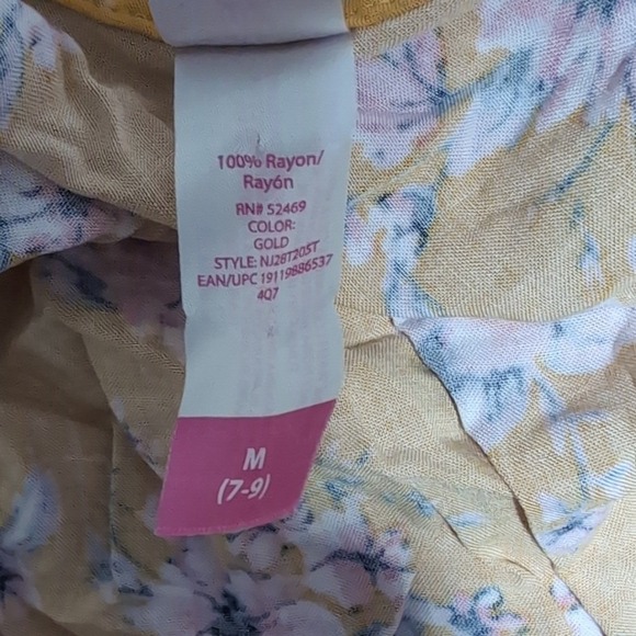 NO BOUNDARIES Floral Tie-Front Crop Top V-Neck Short Sleeve Blouse SMALL - Picture 5 of 5